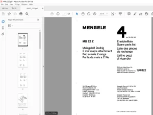Mengele MG 22 Z 2-row maize attachment Parts Manual PDF