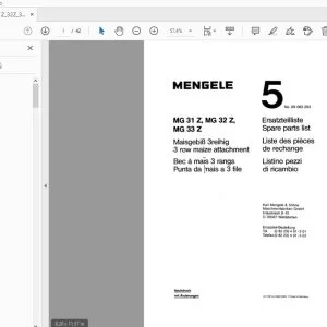 Mengele MG 31Z, MG 32 Z, MG 33 Z 3 row maize attachment Parts Manual - PDF