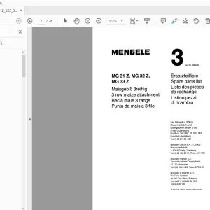 Mengele MG 31Z, MG 32Z, MG 33 Z Parts Manual - PDF DOWNLOAD