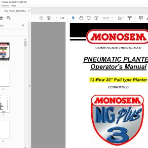 Monosem 12-Row 30" Pull type Planter Pneumatic ECONOFOLD Operator's Manual PDF