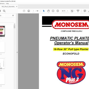 Monosem 16-Row 30" Pull type Planter ECONOFOLD Pneumatic Planter Operator's Manual PDF