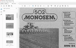 Monosem 502 BRN 94 Setting up Adjustment Maintenance Manual PDF