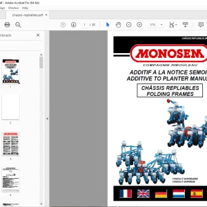 Monosem ADDITIVE TO PLANTER Folding Frame User Manual PDF