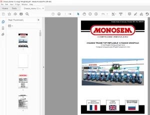 Monosem CHASSIS TRAINE TOP REPLIABLE 12 RANGS WINGFOLD User Manual PDF