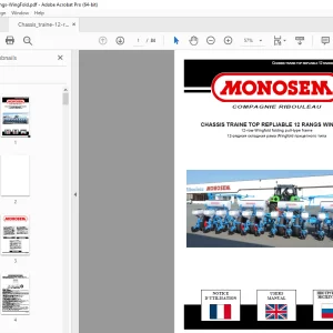 Monosem CHASSIS TRAINE TOP REPLIABLE 12 RANGS WINGFOLD User Manual PDF