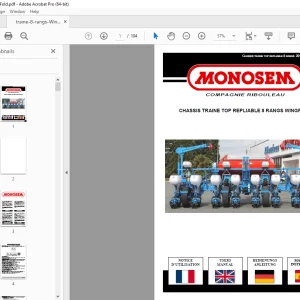 Monosem CHASSIS TRAINE TOP REPLIABLE 8 RANGS WINGFOLD User Manual - PDF DOWNLOAD