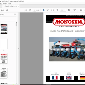 Monosem CHASSIS TRAINE TOP REPLIABLE 8 RANGS WINGFOLD User Manual PDF