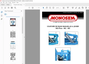 Monosem COUPURE DE RANG MANUELLE A LEVIER NG Plus - NC - NX User Manual PDF