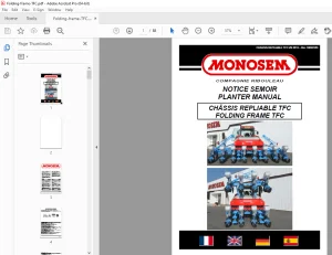 Monosem FOLDING FRAME TFC Planter User Manual - PDF DOWNLOAD