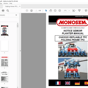 Monosem FOLDING FRAME TFC Planter User Manual - PDF DOWNLOAD
