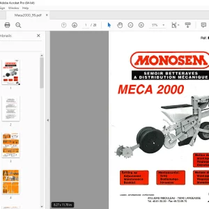 Monosem MECA 2000 Setting up Adjustment & Maintenance Manual - PDF DOWNLOAD