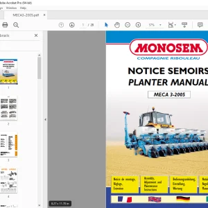 Monosem MECA 3-2005 Planter Assembly, Adjustment & Maintenance Manual PDF