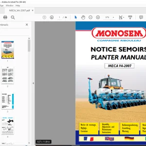 Monosem MECA V4-2007 Planter Assembly, Adjustment & Maintenance Manual PDF