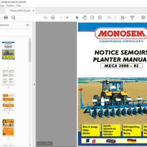 Monosem Meca 2000-2002 Planter Manual - PDF DOWNLOAD