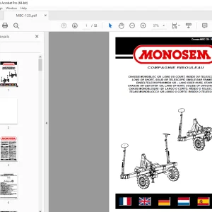 Monosem Meca CHASSIS MONOBLOC 125 LONG OU COURT, RIGIDE OU TELESCOPIQUE User Manual PDF
