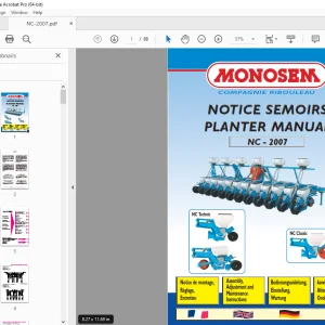 Monosem NC-2007 Planter Assembly Adjustment & Maintenance Manual PDF