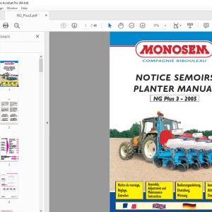Monosem NG Plus 3 - 2005 Planter Assembly, Adjustment & Maintenance Manual PDF