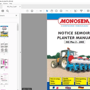 Monosem NG Plus 3 2005 Planter Assembly Adjustment & Maintenance Manual PDF