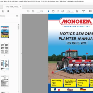 Monosem NG Plus 4 - 2011 Planter Assembly, Adjustment & Maintenance Manual PDF