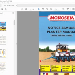 Monosem NG et NG Plus 2 - 2022 Planter Assembly Adjustment & Maintenance Manual PDF