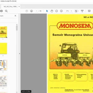 Monosem NG et NG Plus 96 Semoir Assembly, Adjustment & Maintenance Manual PDF