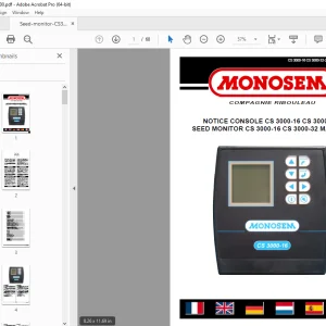 Monosem SEED MONITOR CS 3000-16 CS 3000-32 Parts Manual PDF