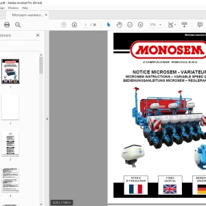 Monosem SMICROSEM INSTRUCTIONS – VARIABLE SPEED DRIVE User Manual PDF