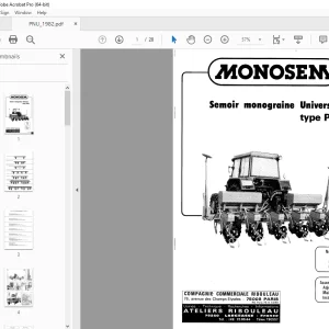 Monosem Semoir Monograine Universel PNU Assembly Adjustment & Maintenance Manual PDF