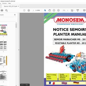 Monosem VEGETABLE PLANTER MS - 2012 Planter Assembly Adjustment & Maintenance Manual PDF