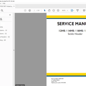 New Holland 12HS / 14HS / 16HS / 18HS Sickle Header SERVICE MANUAL - PDF DOWNLOAD