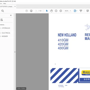 New Holland 410GM 420GM 430GM Repair Manual - PDF DOWNLOAD