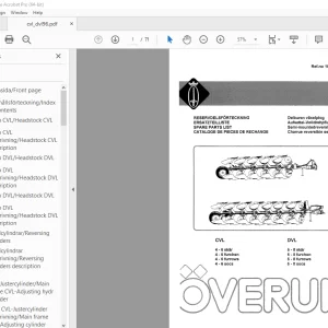 Overum 4-6 furrow 5-8 furrow Semi-mounted plough Parts Manual PDF