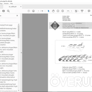 Overum 8903 Tractor mounted Plough BTCT 2-5 furrow Parts Manual PDF
