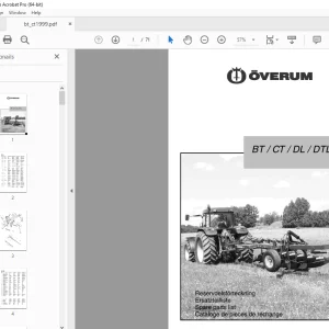 Overum BT/CT/DL/DTL Plough Parts Manual - PDF DOWNLOAD