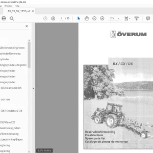 Overum BX/CX/DX 1997 Plough Parts Manual - PDF DOWNLOAD