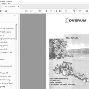 Overum BX CX DX Plough Parts Manual - PDF DOWNLOAD