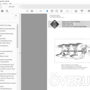 Overum CV 1987 Fully-mounted 2,3 & 4 furrow Plough Parts Manual PDF