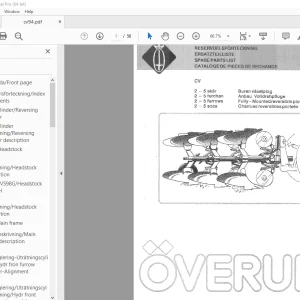 Overum CV 2-5 Furrows Fully-Mountedreversible Plougs Parts Manual PDF