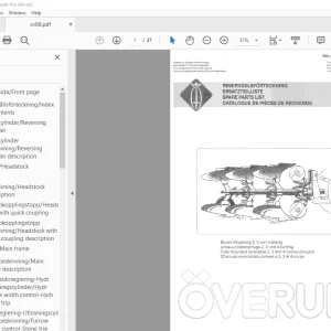 Overum CV Fully-mounted 2, 3 & 4 Furrow Plough Parts Manual PDF