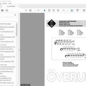 Overum CVL-F 5-6 CVL-H 4-5 DVL-H 5-7 Furrow Semi-mounted Plough Parts Manual PDF