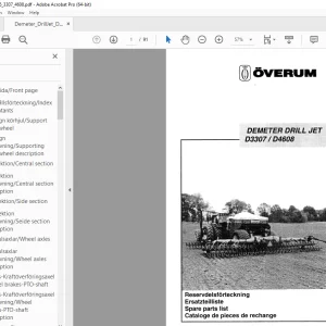 Overum DEMETER Drill JET D3306 / D3307 / D4608 Parts Manual PDF