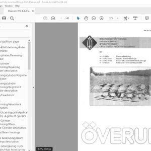 Overum DV 4-6 Furrow Fully-mounted Plougs Parts Manual PDF