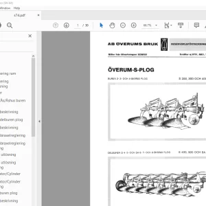 Overum S-PLOG S200,300 OCH 400 Plough Parts Manual PDF