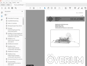Overum Seed Drill TIVE SA-JET 2004 Parts Manual PDF