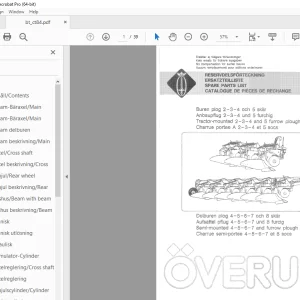 Overum Tractor-mounted 2-3-4 & 5 Semi-mounted 4-5-6 & 7 furrow plough Parts Manual PDF
