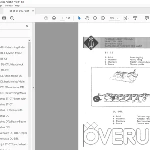 Overum Tractor-mounted plough 2-5 furrows Semi-mounted plough 4-8 furrows Parts Manual PDF