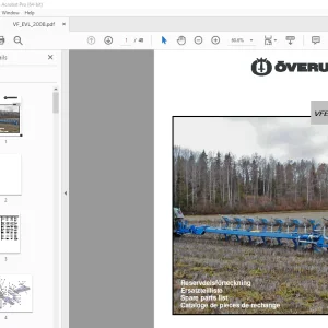 Overum VFEVL Plough Parts Manual - PDF DOWNLOAD