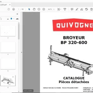 QUIVOGNE BROYEUR BP 320-600 CATALOGUE Pièces détachées - PDF DOWNLOAD