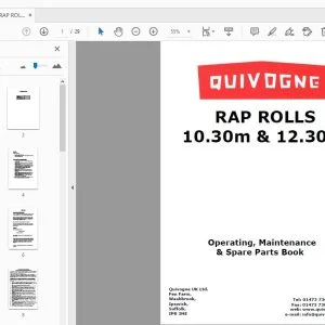 Quivogne RAP ROLLS 10.30m & 12.30m Operating, Maintenance & Parts Manual - PDF