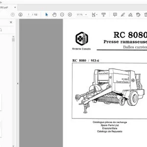 RIVIERRE CASALIS RC 8080 Carress Baler Picker Parts Manual - PDF DOWNLOAD